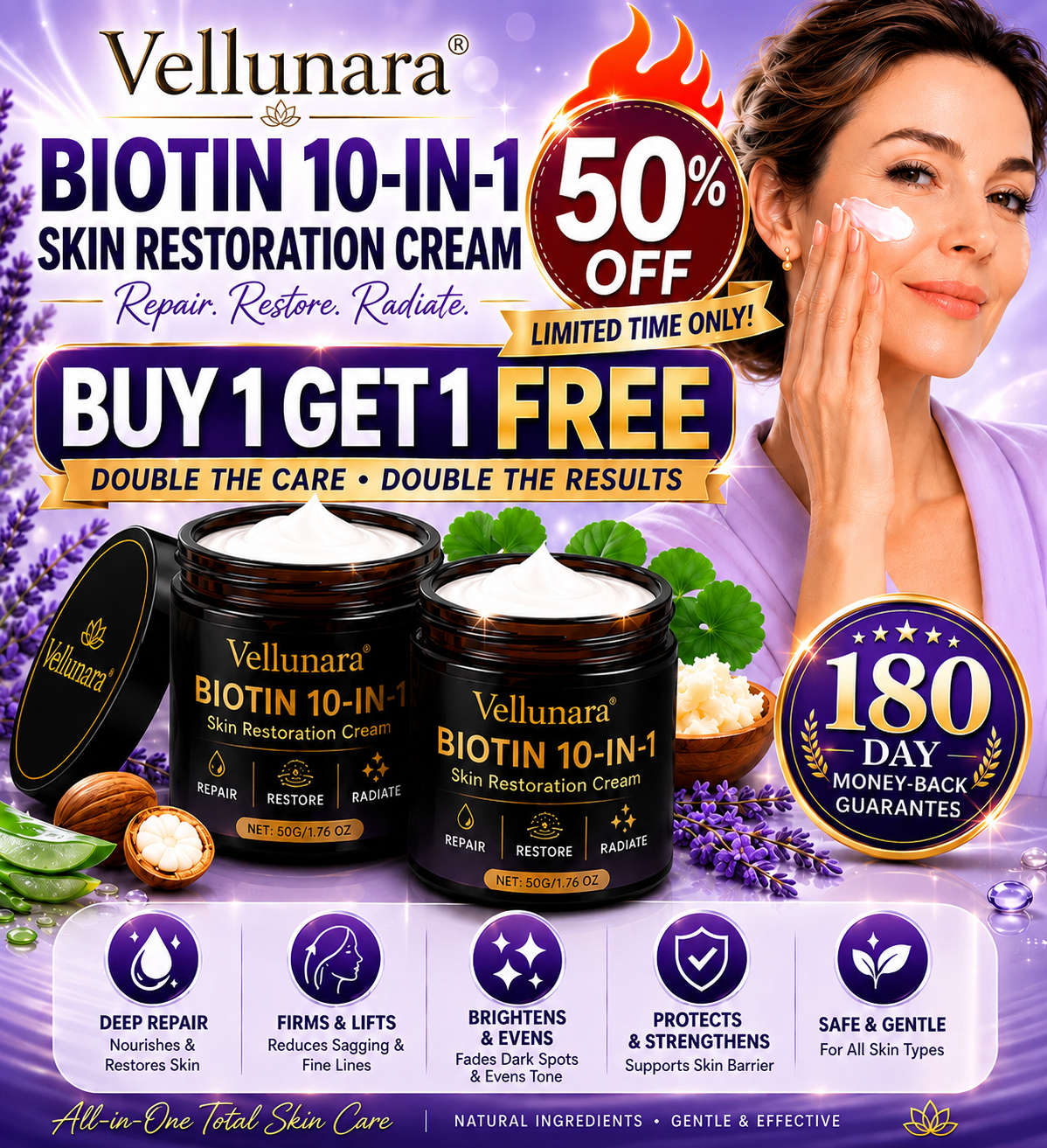Vellunara Biotin 10-in-1 Skin Restoration Cream 🍀